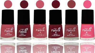

Fabia Nail Polish Matte Look Attractive Your Nails Coral Pink -Jam-Light Pink-Maroon-Dark Nude-Shock Pink Light(Pack of 6)