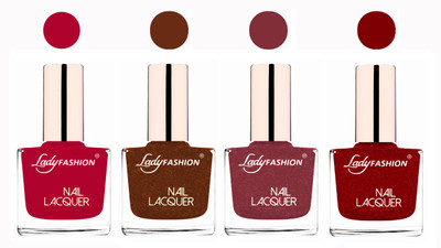 

Lady Fashion Ultra High Shine Long Stay Nail Polish Pink,Copper,Mauve,Red(Pack of 4)