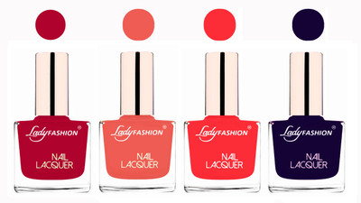 

Lady Fashion Ultra High Shine Long Stay Nail Polish Pink,Light Orange,Baby Pink,Blue(Pack of 4)