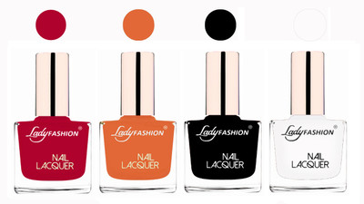 

Lady Fashion Ultra High Shine Long Stay Nail Polish Pink,Nude,Black,White(Pack of 4)
