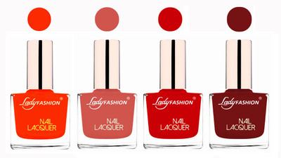 

Lady Fashion Ultra High Shine Long Stay Nail Polish Nude,Nude,Juicy Red,Coffee(Pack of 4)