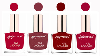 

Lady Fashion Ultra High Shine Long Stay Nail Polish Pink,Mauve,Red,Bright Pink(Pack of 4)