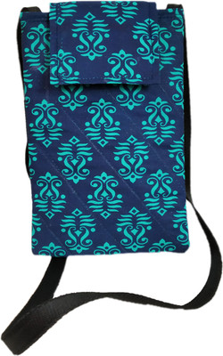 

auk Blue Printed Cotton Mobile Pouch For Girl's & Women's Mobile Pouch(Blue)