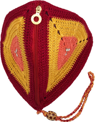 

ShopMeFast Handcrafted Crochet Design Multicolor Batua Potli(Maroon, Yellow)