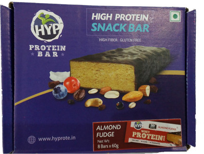 

Hyp Almond Fudge Pack of 8 Bars x 60g Protein Bars(480 g, Almond Fudge)