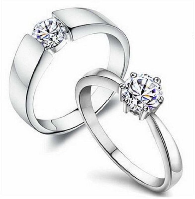 Jaipur Gemstone Couple Diamond Ring With Natural Diamond Stones Stone Diamond Silver Plated Ring