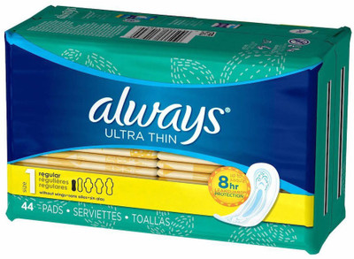 

Always Ultra Thin Regular without Wings Unscented Pads 44 Count Sanitary Pad(Pack of 44)