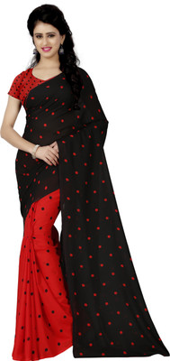 Anand Sarees Polka Print Daily Wear Georgette Saree(Black)
