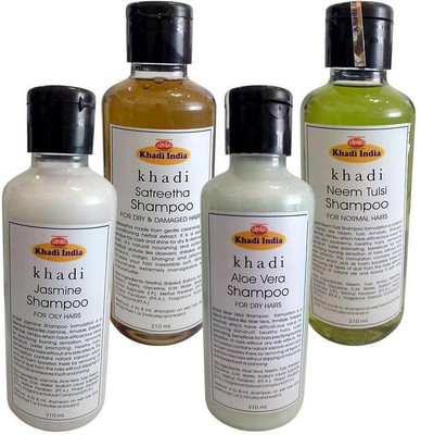 

Khadi Shampoo (Pack of 4) - Jasmine, Satreetha, Aloevera & Neem Tulsi(210 ml)