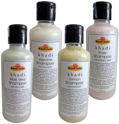 

Khadi Shampoo (Pack of 4) - Aloevera, Jasmine, Lemon & Rose(210 ml)