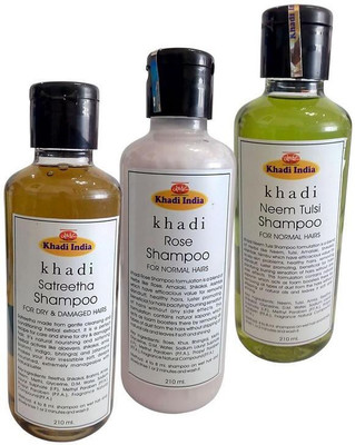 

Khadi Shampoo - Satreetha, Rose & Neem Tulsi (Pack of 3)(210 ml)