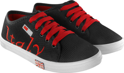 

BELLA TOES Women's Black Red Sneakers Shoes Sneakers For Women(Black