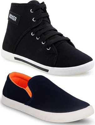 

Long Walk Multicolor Casual Stylish Combo pack of 2 Canvas Shoes For Men(Multicolor, Black::orange