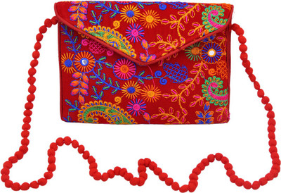 Sadaf Design's Girls Formal, Evening/Party Orange Nylon, Satin Sling Bag