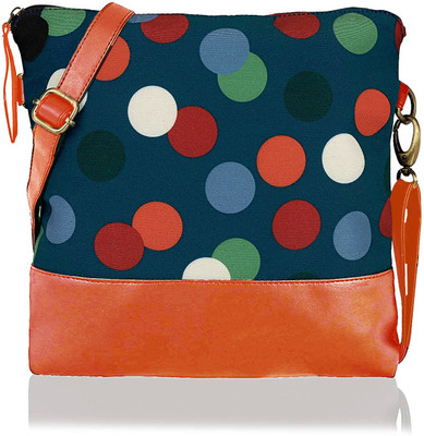 

Kleio Women Casual Blue, Brown Canvas, PU Sling Bag