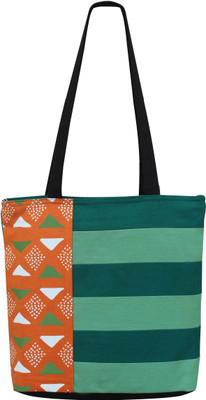 

Ryan Women Casual Green, Orange, White Cotton Tote