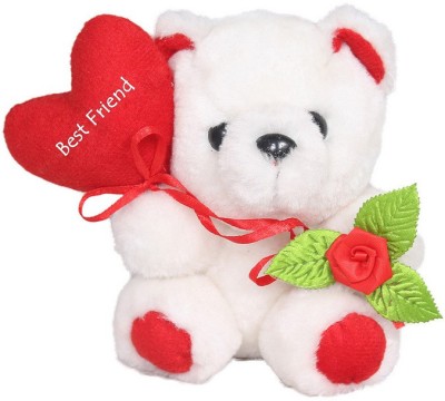 Tickles Teddy with Best Friend Heart For Friendship Day Special Gift  - 12 cm(White)