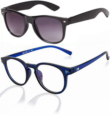 

Azmani Wayfarer, Aviator Sunglasses(Clear, Black