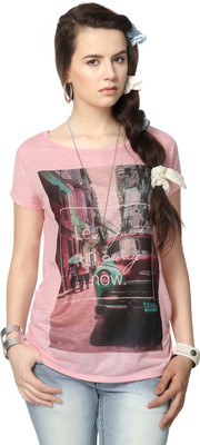 

People Printed Women' Round Neck Pink T-Shirt