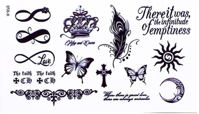 

Savii Black Butterfly Crown Cross Infinity Sun Moon Text Feather Small Mix Designs(Black Butterfly Crown Cross Infinity Sun Moon Text Feather Small Mix Designs)