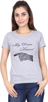 Fleximaa Casual Regular Sleeve Printed Women Grey Top