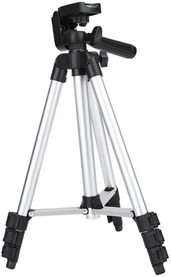 

Padraig 3110 Portable Camera Tripod With Three-Dimensional Head & Quick Release Plate With Mobile Clip Holder Tripod(Silver, Supports Up to 500 g)