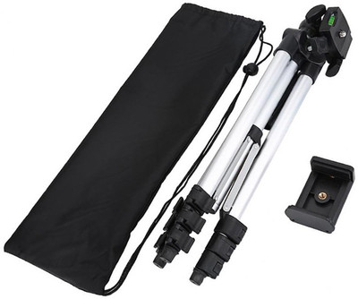 

Piqancy 3110 Tripod 105 Cm Long Gopro/Dslr/Mobile Tripod - Super Light Universal Travel Tripod(Silver, Supports Up to 500 g)