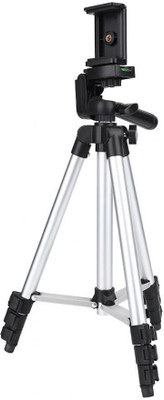 

Piqancy Tripod 3110 Portable & Foldable Mobile Camera Tripod with Mobile Clip Holder Compatible with All Smartphones Tripod(Silver, Supports Up to 500 g)