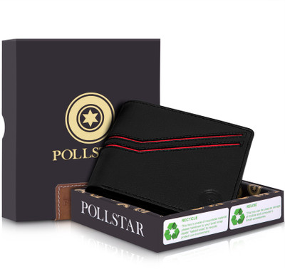 

POLLSTAR Men Black Genuine Leather Wallet(6 Card Slots)