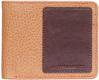 Justanned Men Tan Genuine Leather Wallet(3 Card Slots)