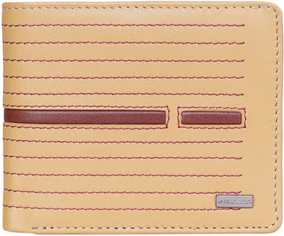 

Justanned Men Beige Genuine Leather Wallet(7 Card Slots)
