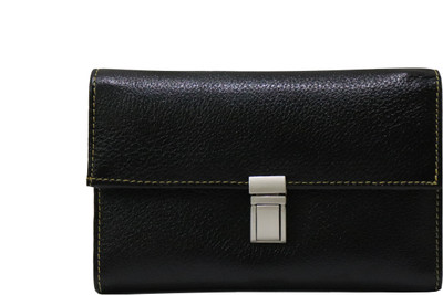 

Glorious era Women Black Genuine Leather Wallet(11 Card Slots), Ge