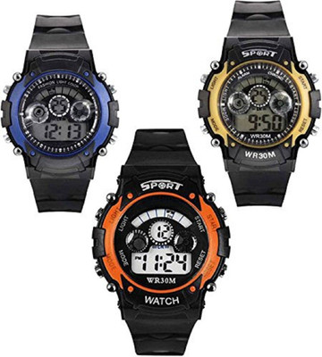 

Orayan Digital Seven Color Lights LED Combo of Three Watch - For Boys