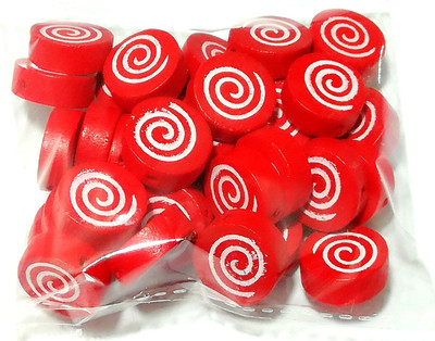

GOELX Wooden Spiral Candy Beads for Beading, Jewellery Making & Art Craft Work !! Size : 16mm X 6mm - RED