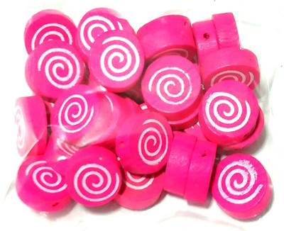 

GOELX Wooden Spiral Candy Beads for Beading, Jewellery Making & Art Craft Work !! Size : 16mm X 6mm - RANI PINK