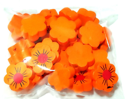 

GOELX Wooden Flower Beads for Beading, Jewellery Making & Art Craft Work !! Size : 20mm X 6mm - orange