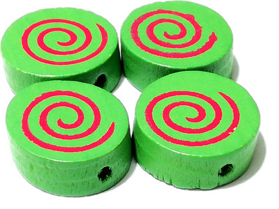 

GOELX Wooden Spiral Candy Beads for Beading, Jewellery Making & Art Craft Work !! Size : 16mm X 6mm - GREEN