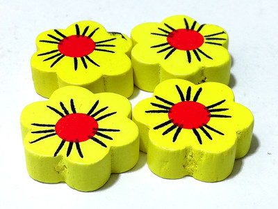 

GOELX Wooden Flower Beads for Beading, Jewellery Making & Art Craft Work !! Size : 20mm X 6mm - yellow