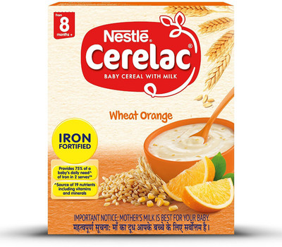 

Nestle Cerelac Fortified Baby Cereal with Milk, Wheat Orange – From 8 Months, 300g Pack Cereal(300 g, 8+ Months)