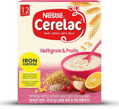

Nestle Cerelac Fortified Baby Cereal with Milk, Multigrain & Fruits – From 12 Months, 300g Pack Cereal(300 g, 12+ Months)