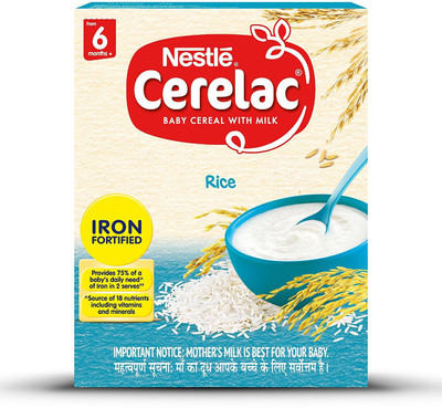 

Nestle Cerelac Fortified Baby Cereal with Milk, Rice – From 6 Months, 300g Pack Cereal(300 g, 6+ Months)