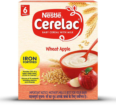 

Nestle Cerelac Fortified Baby Cereal with Milk, Wheat Apple – From 6 Months, 300g Pack Cereal(300 g, 6+ Months)