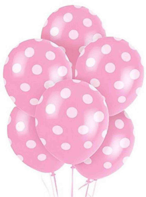 PTCMart Printed POLKA PINK Balloon(Pink, Pack of 25)