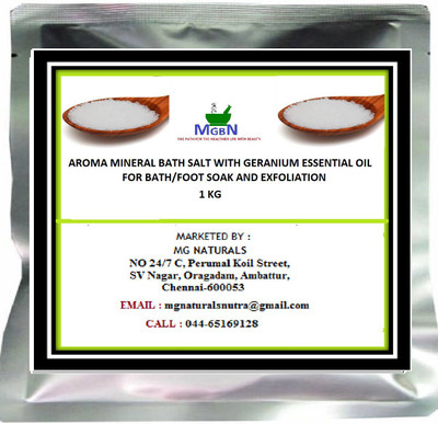 

MGBN AROMA MINERAL BATH SALT WITH GERANIUM ESSENTIAL OIL FOR BATH/FOOT SOAK AND EXFOLIATION 1 KG(1000 g)