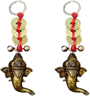 

Ratnatraya Three Chinese Coins Tied In Red Ribbon Ganesha Head Set of Two Key chain | Feng Shui Spiritual Key-ring for Bike, Car, Bicycles and Home Keychain Key Chain(Brown)