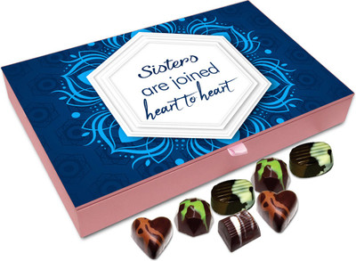 

Chocholik Rakhi Gift Box - Sisters Are Joined Heart to Heart - 12pc Truffles(144 g)