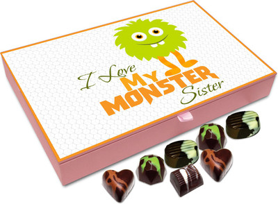 

Chocholik Rakhi Gift Box - I Love My Monster Sister - 12pc Truffles(144 g)