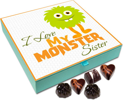 

Chocholik Rakhi Gift Box - I Love My Monster Sister - 9pc Truffles(108 g)