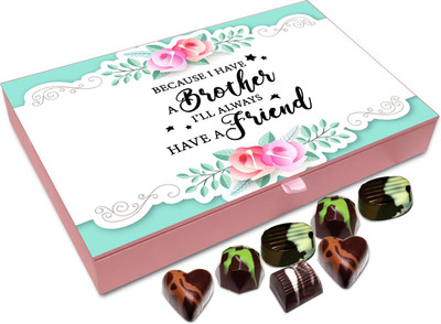 

Chocholik Rakshabandhan Gift Box - Because I Have a Brother I'll Always Have a Friend - 12pc Truffles(144 g)
