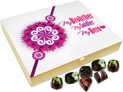 

Chocholik Rakhi Gift Box - My Brother My Soldier My Hero - 20pc Truffles(240 g)
